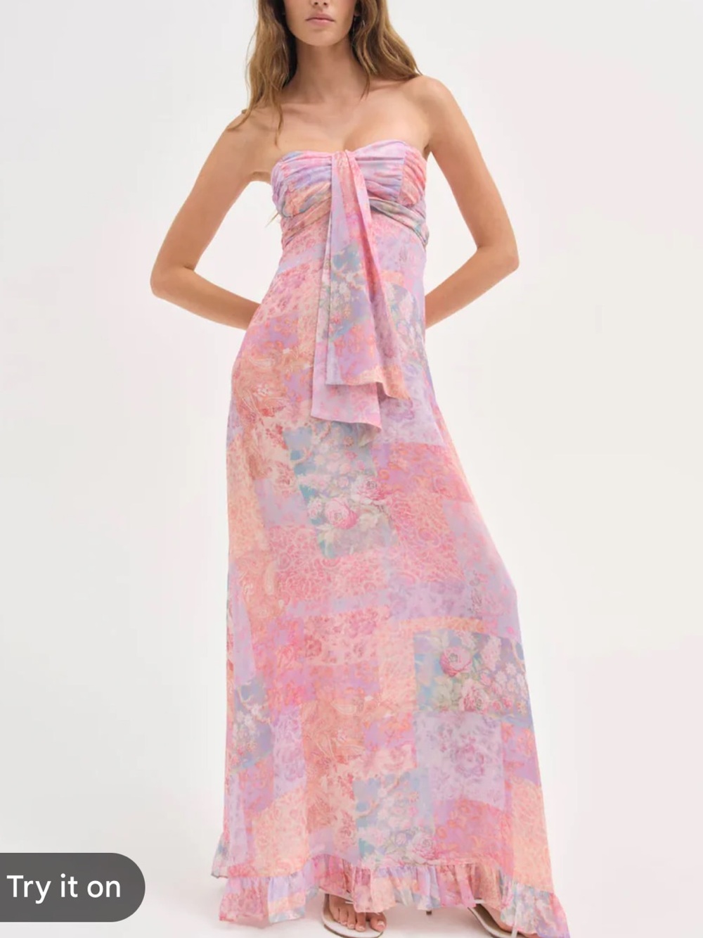 FL&L Teagan Floral Strapless Maxi Dress